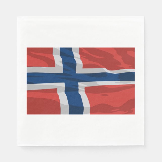 Servilleta De Papel Bandera Noruega Rojo Y Azul (Anverso)