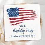 Servilleta De Papel Bandera Patriótica Americana 50.º Partido de Cumpl<br><div class="desc">Napkins del Partido Nápoles Militares Bandera Estadounidense Patriótica. Presenta tu fiesta patriótica de cumpleaños con las servilletas de fiesta de la bandera estadounidense patriótica. Bandera estadounidense moderna de diseño blanco y azul rojo. Las servilletas de este fiesta militar también son perfectas para fiestas de graduación militar, retiro, soldado que se...</div>
