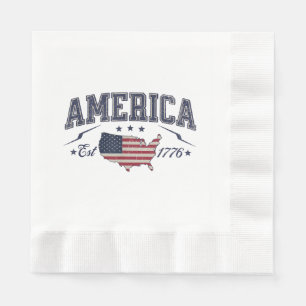 Servilleta De Papel Bandera Patriótica Americana Est 1776 4 de Julio A
