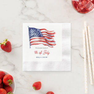 Servilleta De Papel Bandera Patriótica Americana Reunión Familiar del