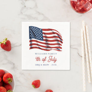 Servilleta De Papel Bandera Patriótica Americana Reunión Familiar del