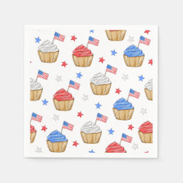 Servilleta De Papel Bandera Patriótica Cupcakes Estrella Azul Blanco R