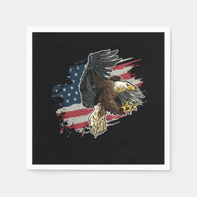 Servilleta De Papel Bandera Patriótica de Estados Unidos Bald Eagle (Anverso)