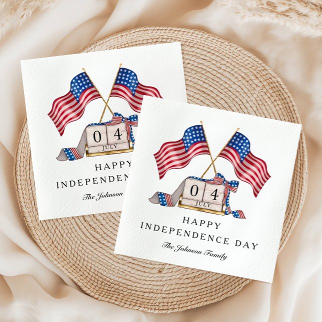 Servilleta De Papel Bandera Patriótica Estadounidense 4 De Julio (Patriotic USA Flag 4th Of July Napkins)