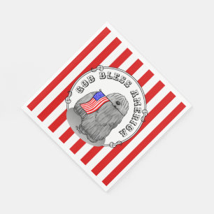 Servilleta De Papel Bandera Patriótica Estadounidense Puli Dog (gris) 