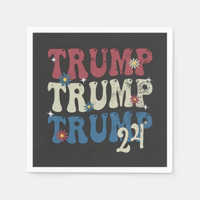 Servilleta De Papel Bandera Patriótica Norteamericana Trump 2024 4 De  (Anverso)