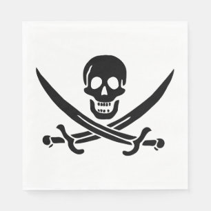 Servilleta De Papel Bandera Pirata Calavera Espadas Cruzadas
