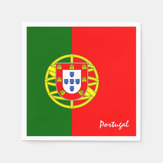Servilleta De Papel Bandera portuguesa y deportes de fiesta (Anverso)