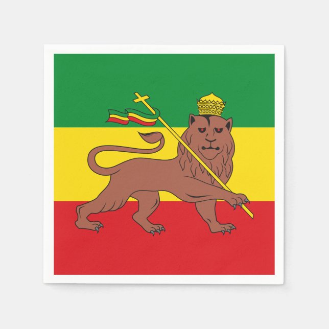Servilleta De Papel Bandera rastafari del León de Etiopía del Postal d (Anverso)