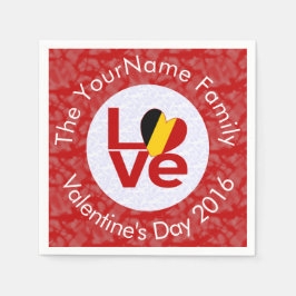 Servilleta De Papel Bandera Roja de AMOR personalizada de Bélgica 