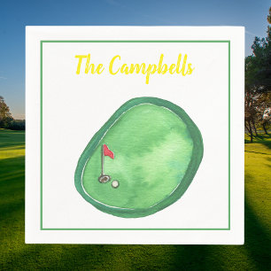 Servilleta De Papel Bandera Roja Personalizada de Golf Verde