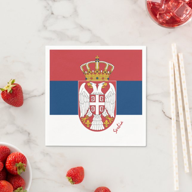 Servilleta De Papel Bandera serbia y moda/deportes fiestas en Serbia (In situ)