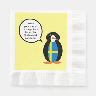 Servilleta De Papel Bandera Sueca Hablando Sra. Pingüino Personalizada