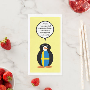 Servilleta De Papel Bandera Sueca Hablando Sra. Pingüino Personalizada