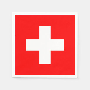 Servilleta De Papel Bandera suiza simple: Patriótico rojo y blanco