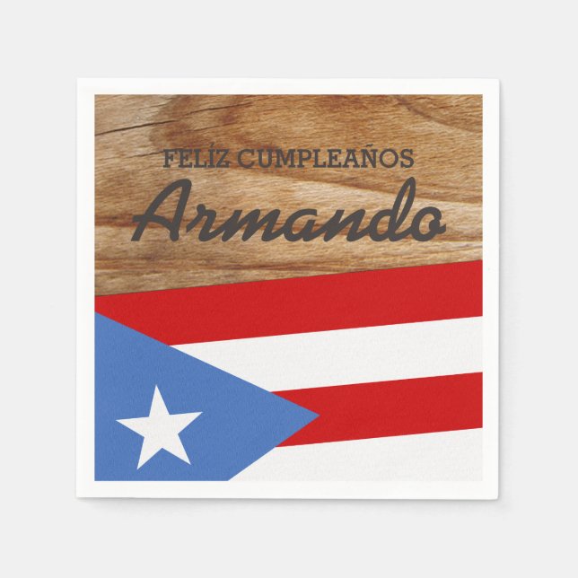 Servilleta De Papel Bandera temática de Puerto Rico (Anverso)