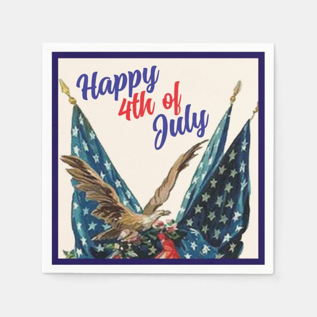 Servilleta De Papel Bandera y águila Patriótica 4 de julio Fiesta de C (Anverso)