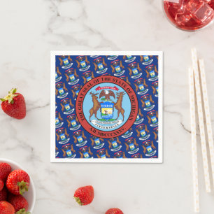 Servilleta De Papel Bandera y sello de michigander, Michigan
