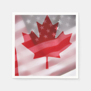 Servilleta De Papel Banderas americanas y canadienses