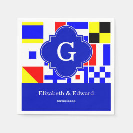 Servilleta De Papel Banderas de señalización náuticas Monograma real d