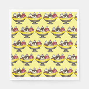 Servilleta De Papel Bañera de helados de plátano Sundae Scoop de postr