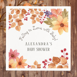 Servilleta De Papel Bañito de Bienvenida Floral Otoñal: Enamórate