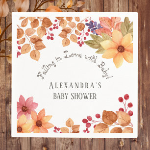 Servilleta De Papel Bañito de Bienvenida Floral Otoñal: Enamórate