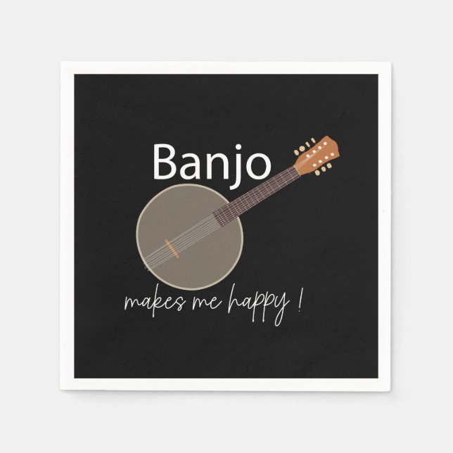 Servilleta De Papel Banjo me hace feliz Fiesta musical (Anverso)