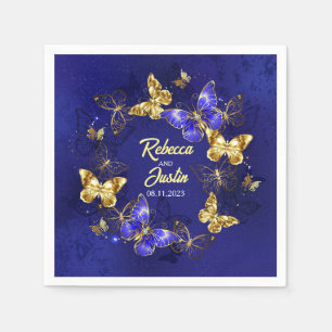 Servilleta De Papel Banner Butterflies Gold Floral Moderno Boho