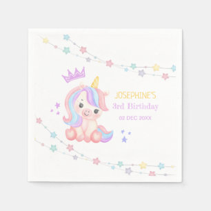 Servilleta De Papel Banner de Cute Unicornio Stars Fantasy Cumpleaños