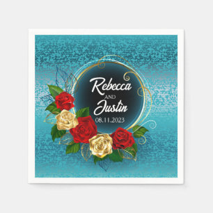Servilleta De Papel Banner Gold Rosas Floral Modern Boho