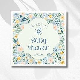 Servilleta De Papel Baño de bebé vintage en azul polvoriento con flore