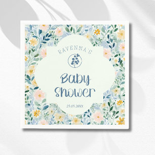 Servilleta De Papel Baño de bebé vintage en azul polvoriento con flore