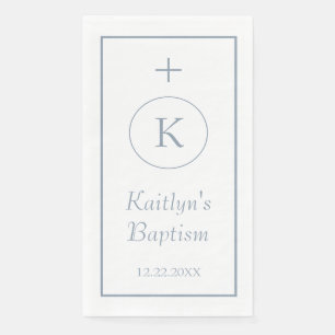 Servilleta De Papel Baptism Dusty Blue Monogramas Color del nombre per