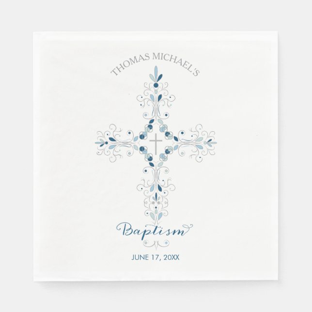 Servilleta De Papel Baptism Paper Napkins - Personalizado Fiesta Napki (Anverso)