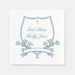 Servilleta De Papel Baptismo azul claro nombre de primera comunión en 