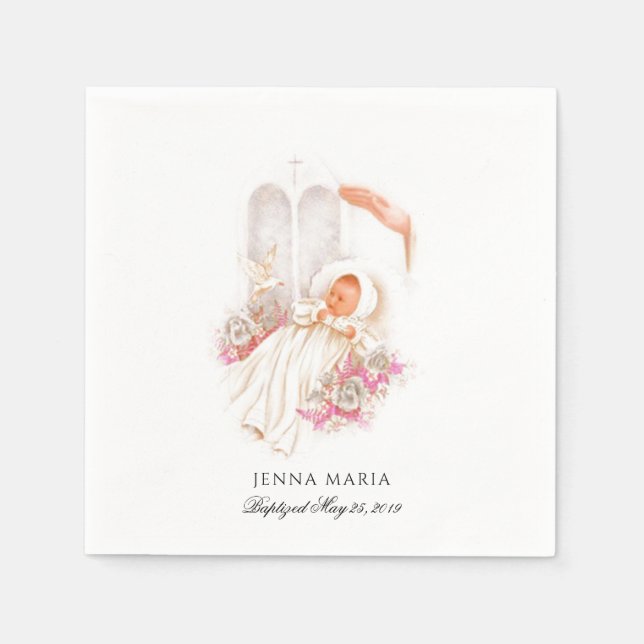 Servilleta De Papel Baptismo Bebé Christening Religioso Tradicional (Anverso)