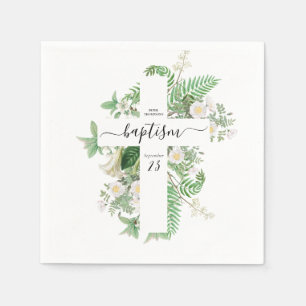 Servilleta De Papel Baptismo Christening Cross Greenerenery Género Neu