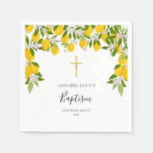 Servilleta De Papel Baptismo Christening Lemons Blossom Floral