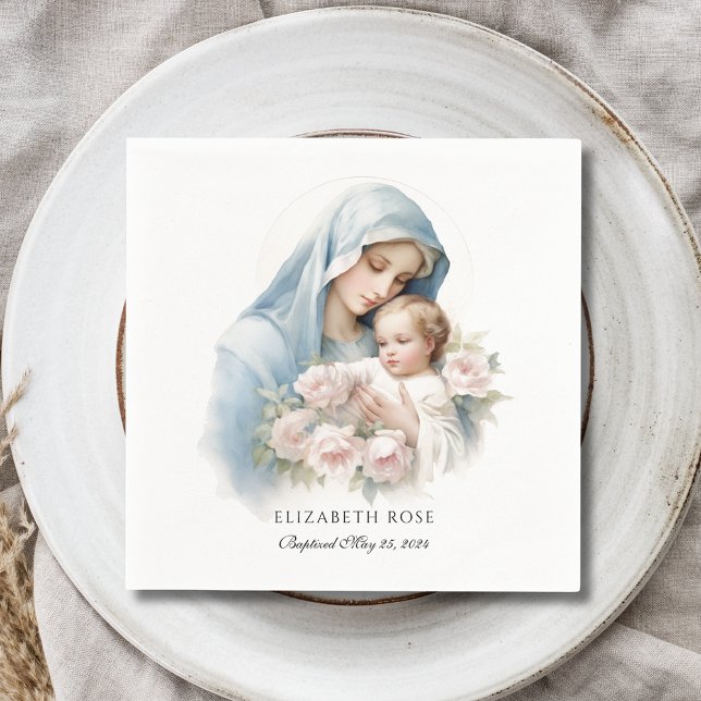 Servilleta De Papel Baptismo de los bebés Cristiando a María y Jesús (Subido por el creador)