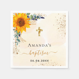 Servilleta De Papel Baptismo girasoles eucalipto purpurina de vegetaci