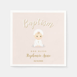 Servilleta De Papel Baptismo Niña Bebé con Bonnet