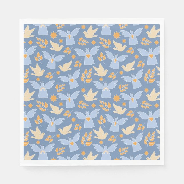 Servilleta De Papel Baptismo Papel de la cocina y el ángel (Anverso)