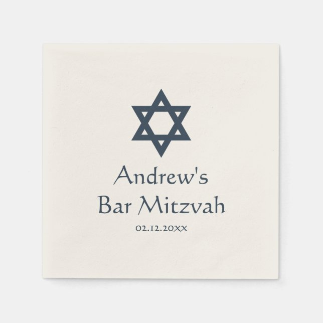 Servilleta De Papel Bar azul oscuro Mitzvah Personalizado (Anverso)