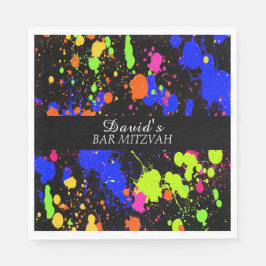Servilleta De Papel Bar/Bat Mitzvahs Pintura Neon Salpicada