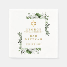 Servilleta De Papel Bar Botánico Floral Verde Mitzvah Bat Mitzvah