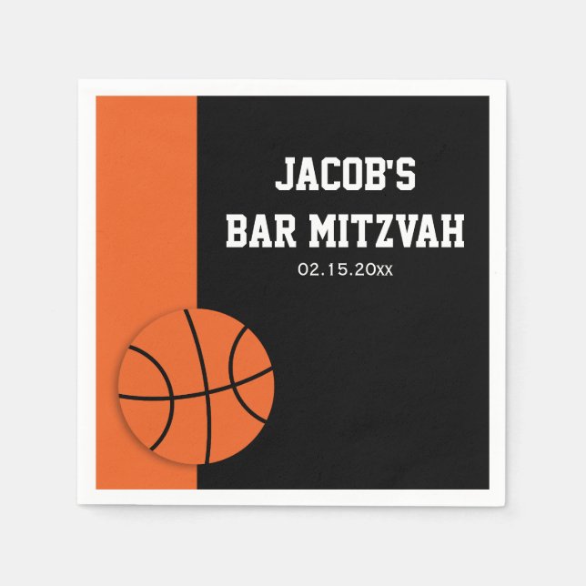 Servilleta De Papel Bar de baloncesto Mitzvah personalizado (Anverso)