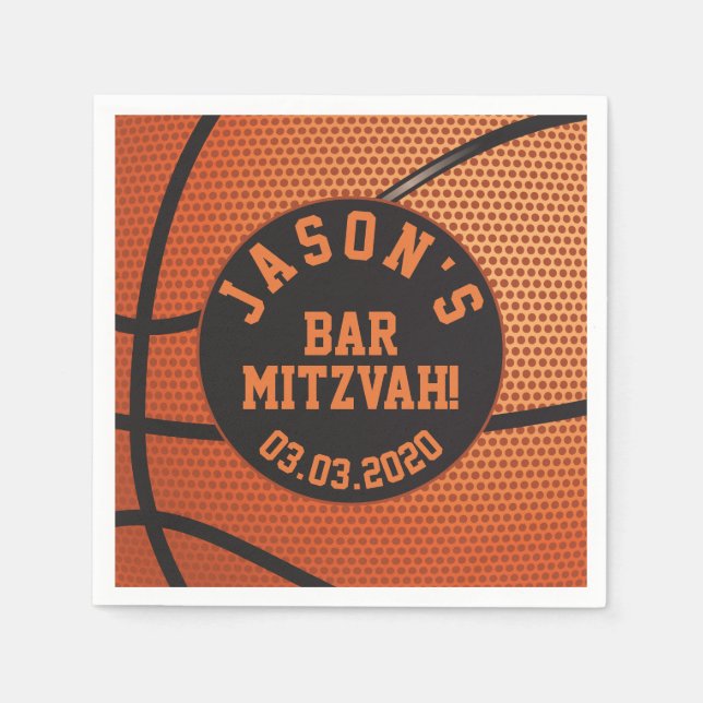 Servilleta De Papel Bar de baloncesto personalizado Mitzvah (Anverso)