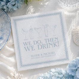 Servilleta De Papel Bar de Recepción de Boda Cóctel Azul Costero