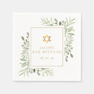 Servilleta De Papel Bar Mitzvah, Bat Mitzvah Acuarela Verde